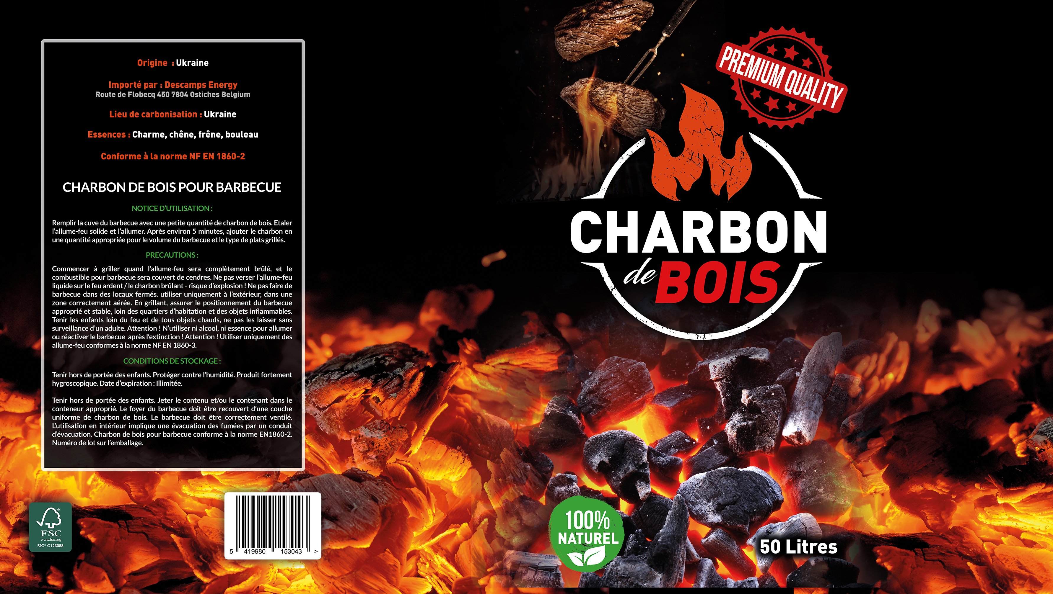 CHARBON DE BOIS QUALITY PREMIUM (50 L)